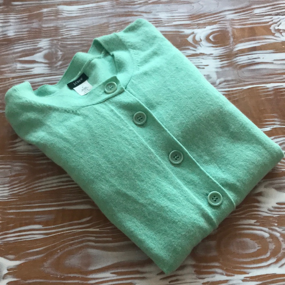 JCrew cashmere blend minty aqua cardigan Small